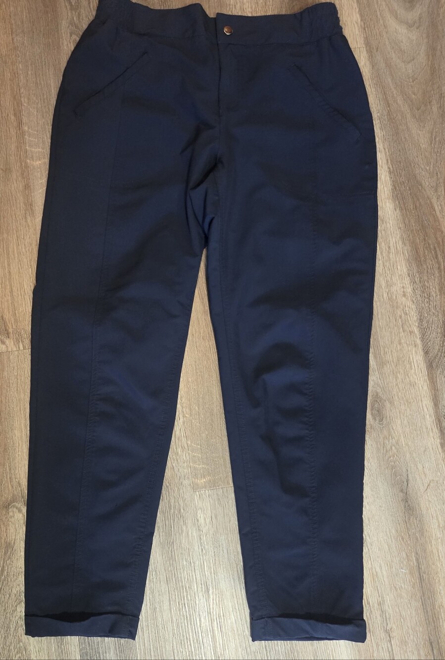 MPG Women’s Medium Navy Stretch Slim Pants Cuffed Hem Performance Travel